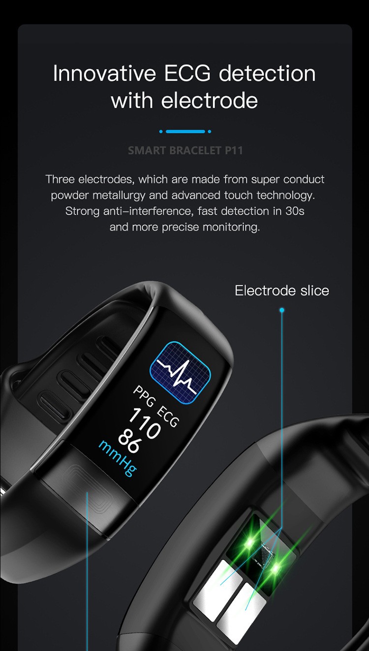 P11PLUS Smart Watch ECG Body Temperature Heart Rate SpO2 Monitor Fitness Tracker