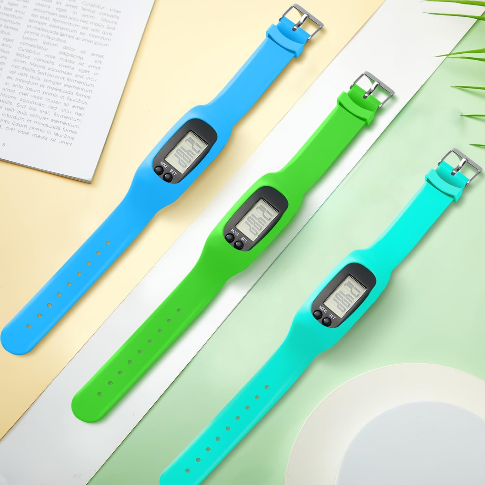 Silicone Fitness Tracker Watch 3 Pcs Walking Running Pedometer Calorie Burnin…