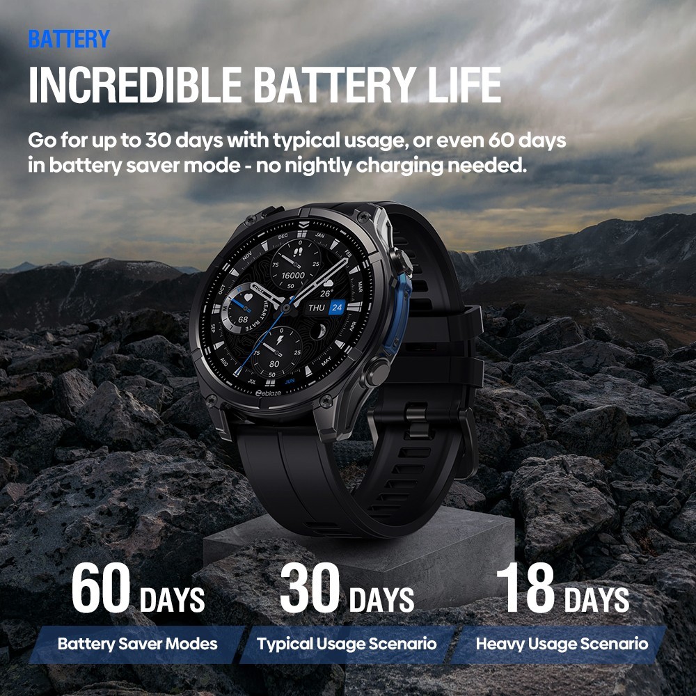 Zeblaze VIBE 8 Voice Call Smart Watch 1.43″ AMOLED Display Sapphire Sport Watch