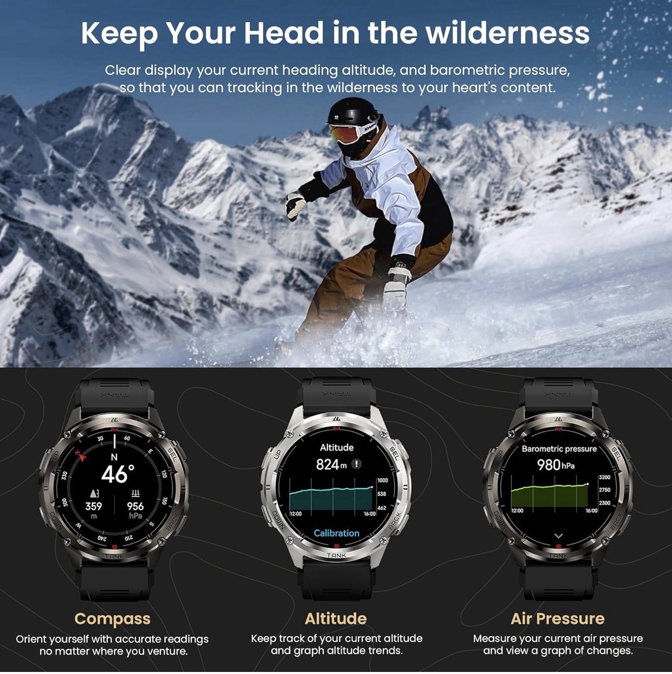 T3 Ultra 2 Rugged Smartwatch, GPS, Extra-Long Battery, Special Edition, Black