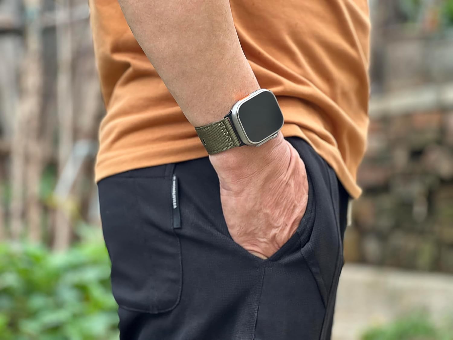 Rugged Tactical Nylon Strap Compatible with Apple Watch Ultra 49mm, Army Green/S
