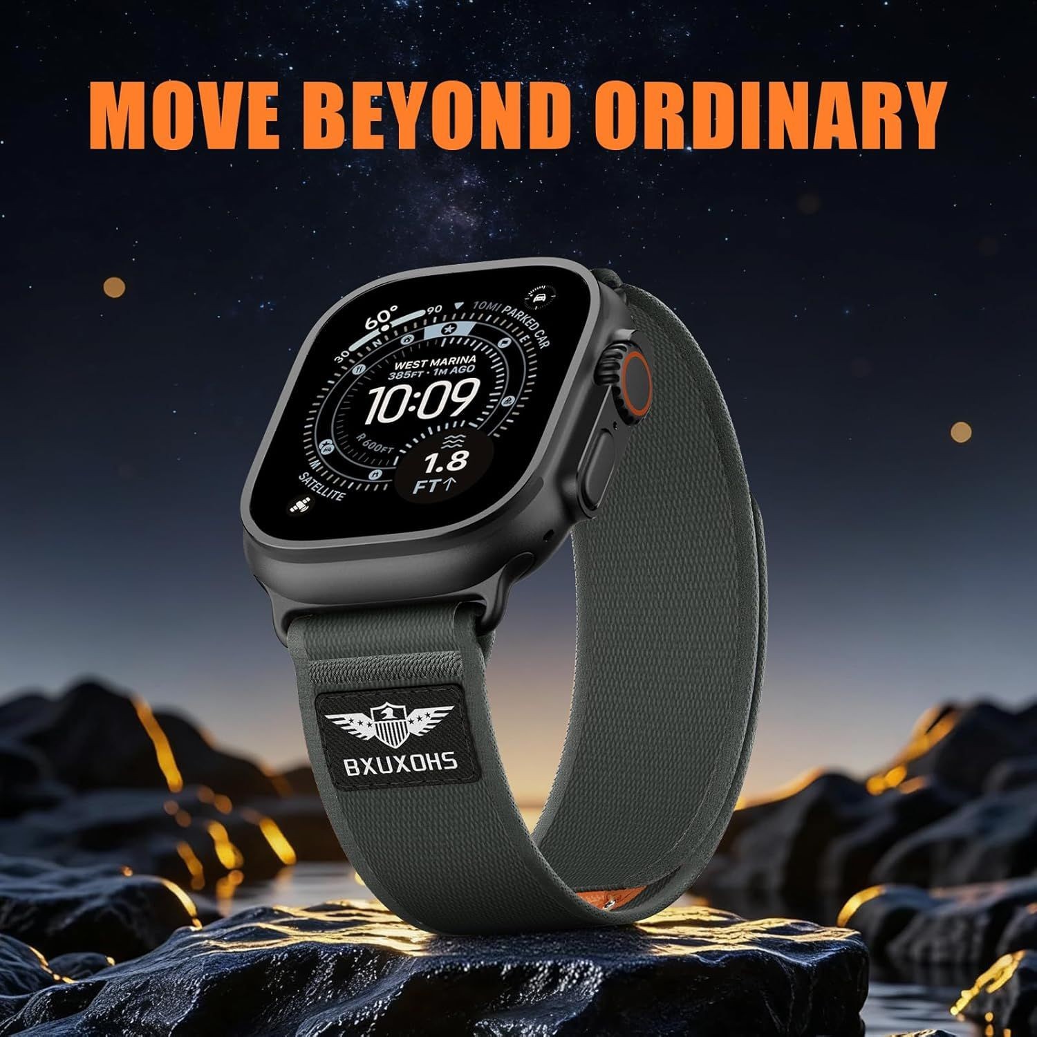 Strap For Apple Watch Ultra 3/2/SE, Sport Breathable Soft Nylon Black