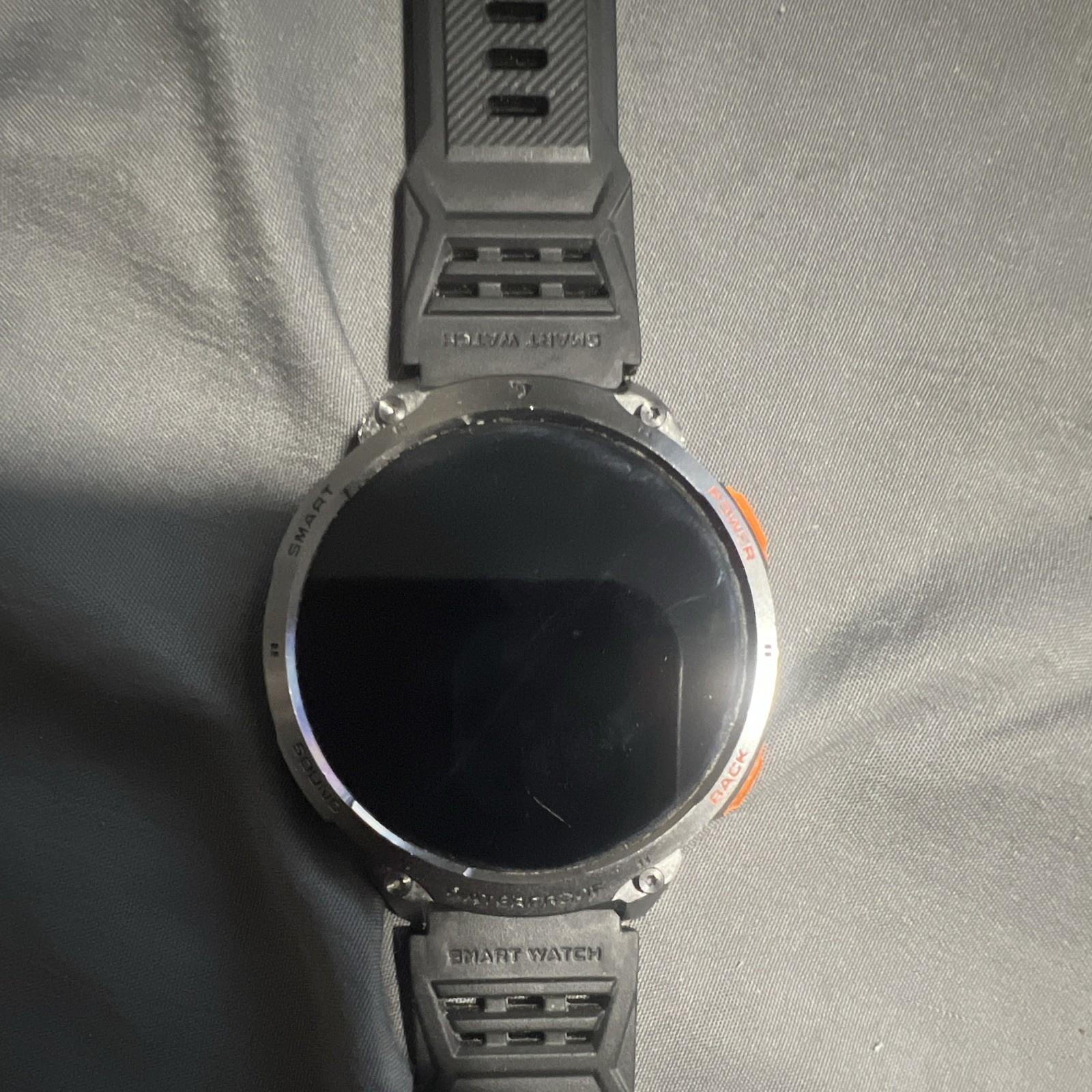 Round Smart Watch 45mm Black Silicone Band Waterproof Android/iOS Unlocked