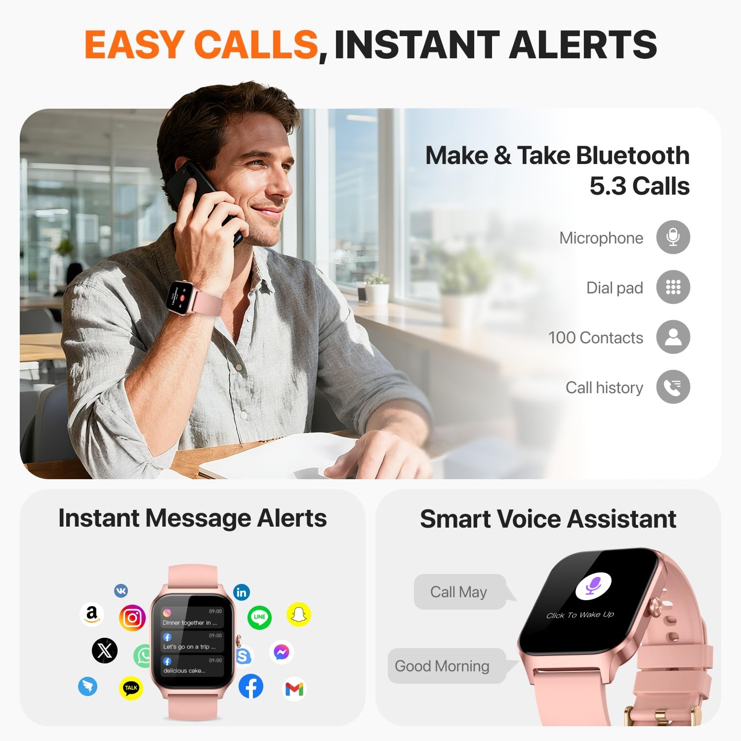 for Men,(Answer/Make ) 1.83” HD Fitness Activity Tracker for Android iPhone …