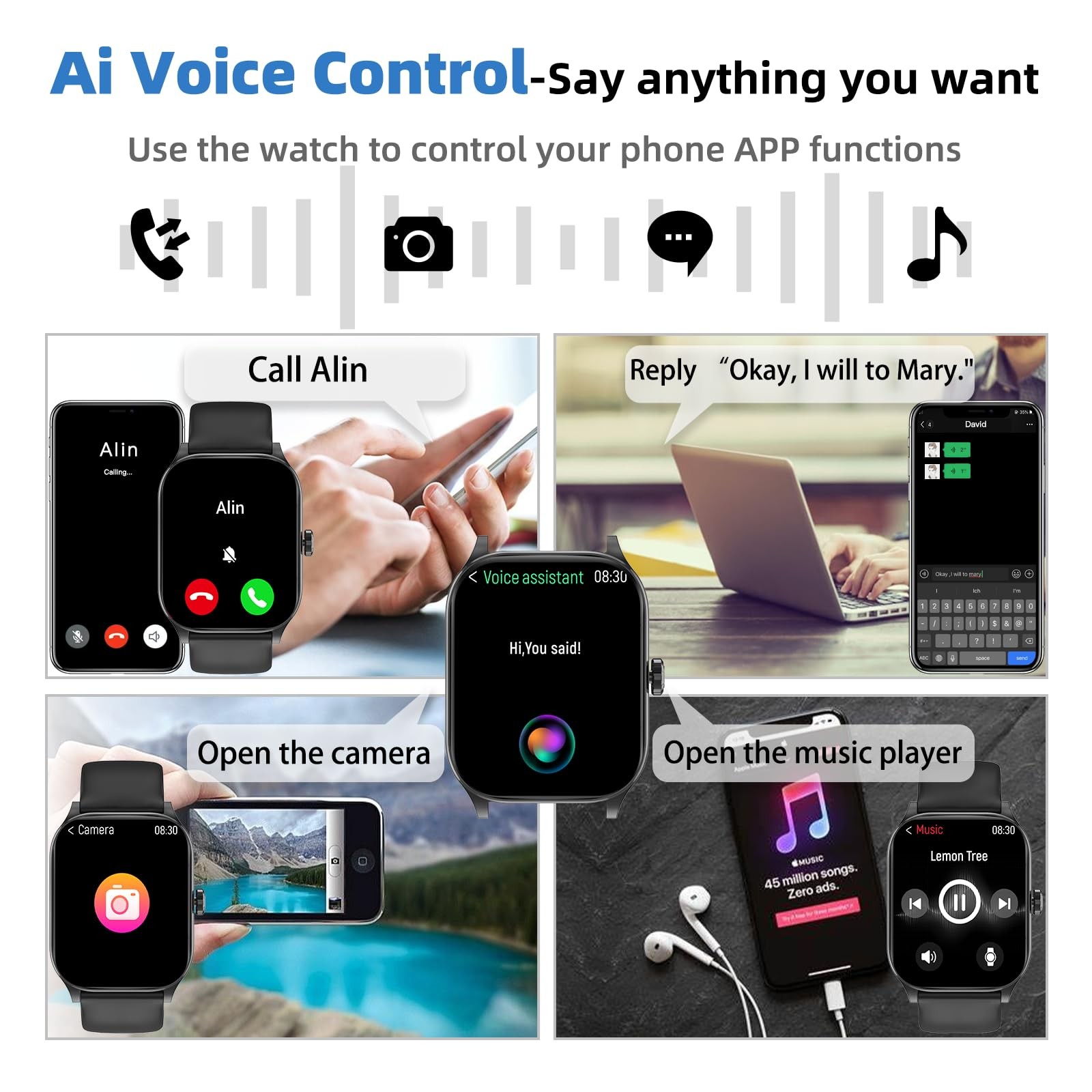 (Answer/Make ), 1.85″ for Android Phones and iPhone with Heart Rate,Sleep Mon…