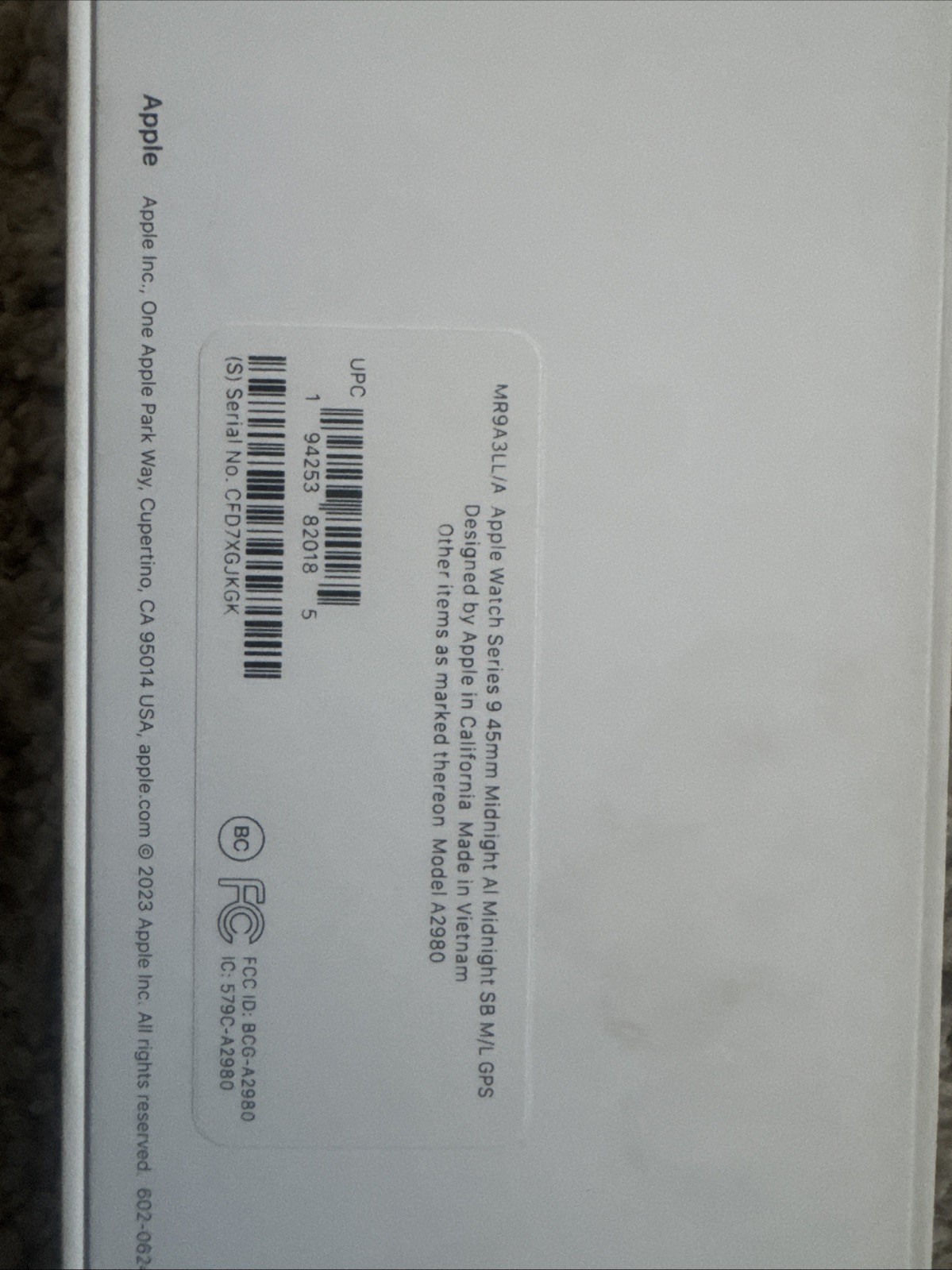 Apple Watch Series 9 45mm Starlight S/M Cellular Open Box