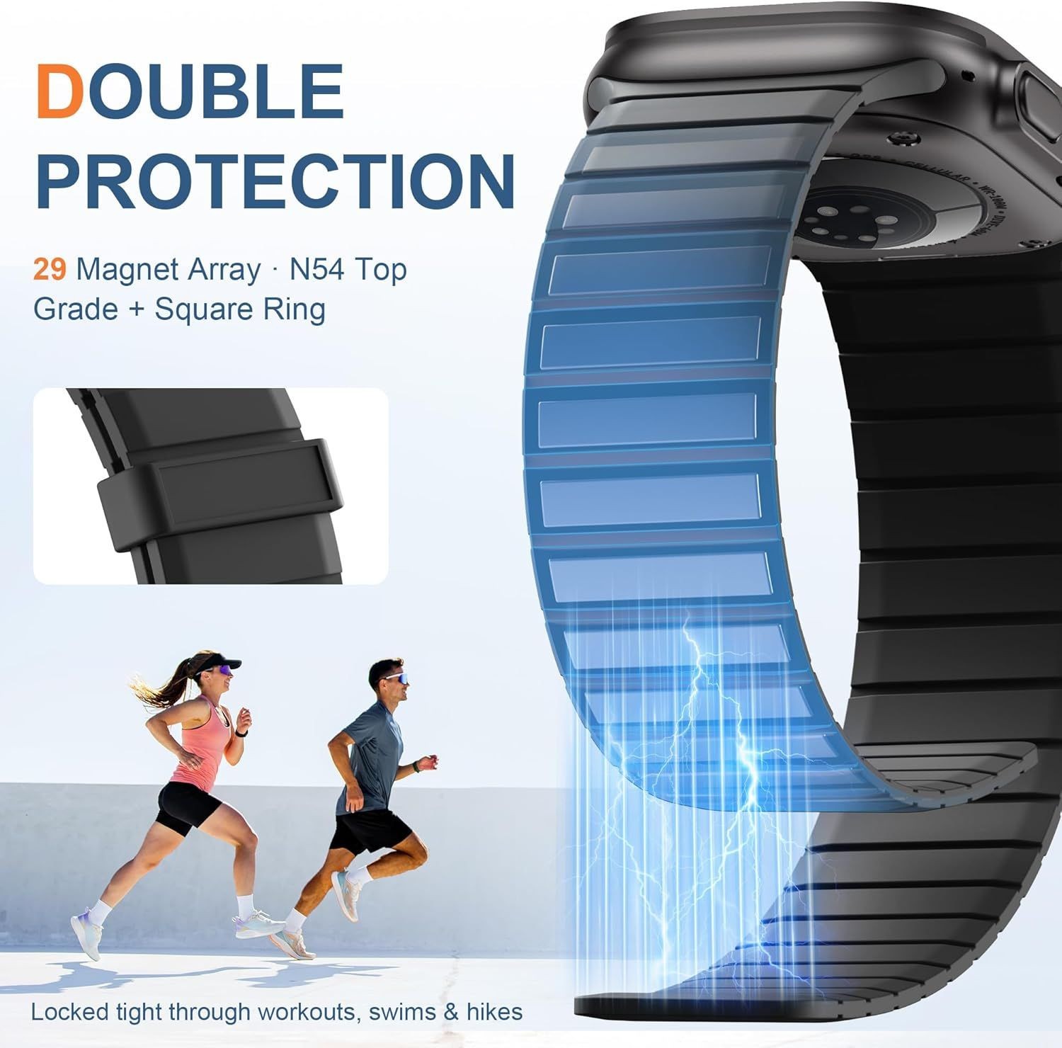 Strap Only For Apple Watch 38mm 40mm 41mm 42mm 44mm 45mm 46mm 49mm Silicone Magn