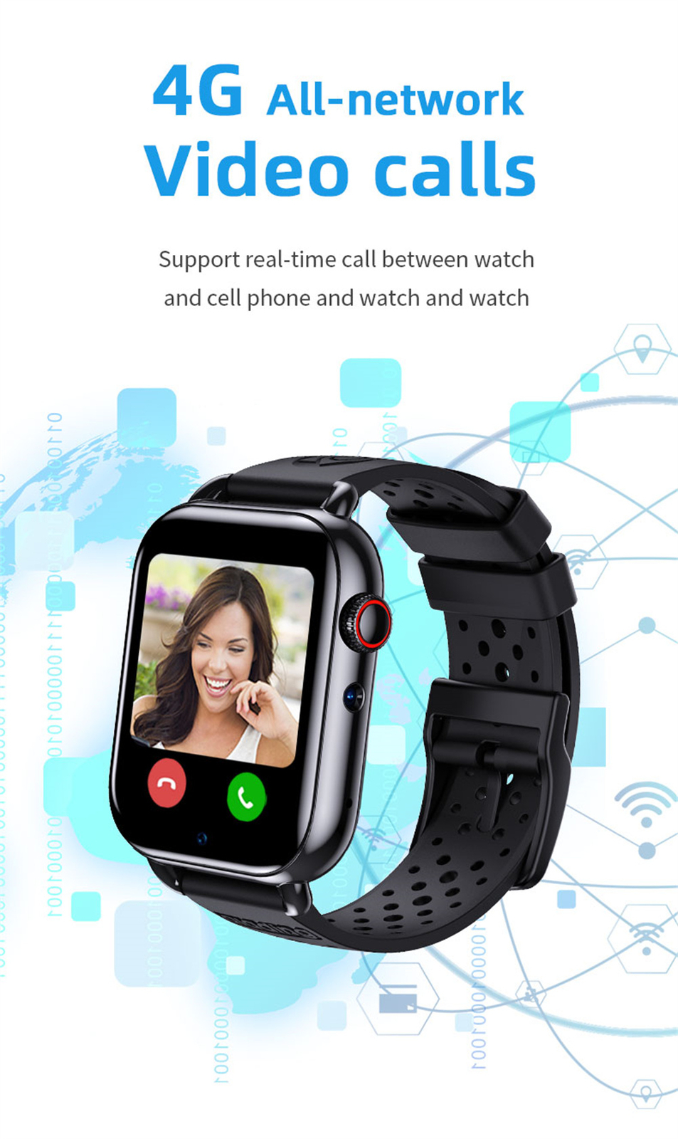 4G Kids Smart Watch Touchscreen Smartwatch Fitness Tracker SOS Call 1GB+8GB