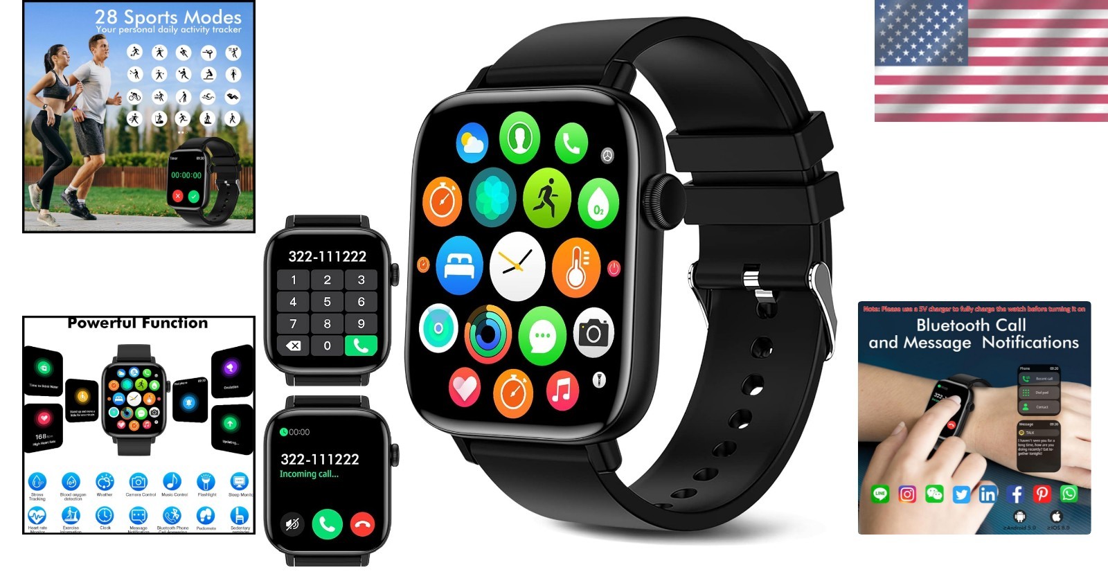 1.9″ Smart Watch for Android & iPhone – Waterproof Fitness Tracker with Healt…