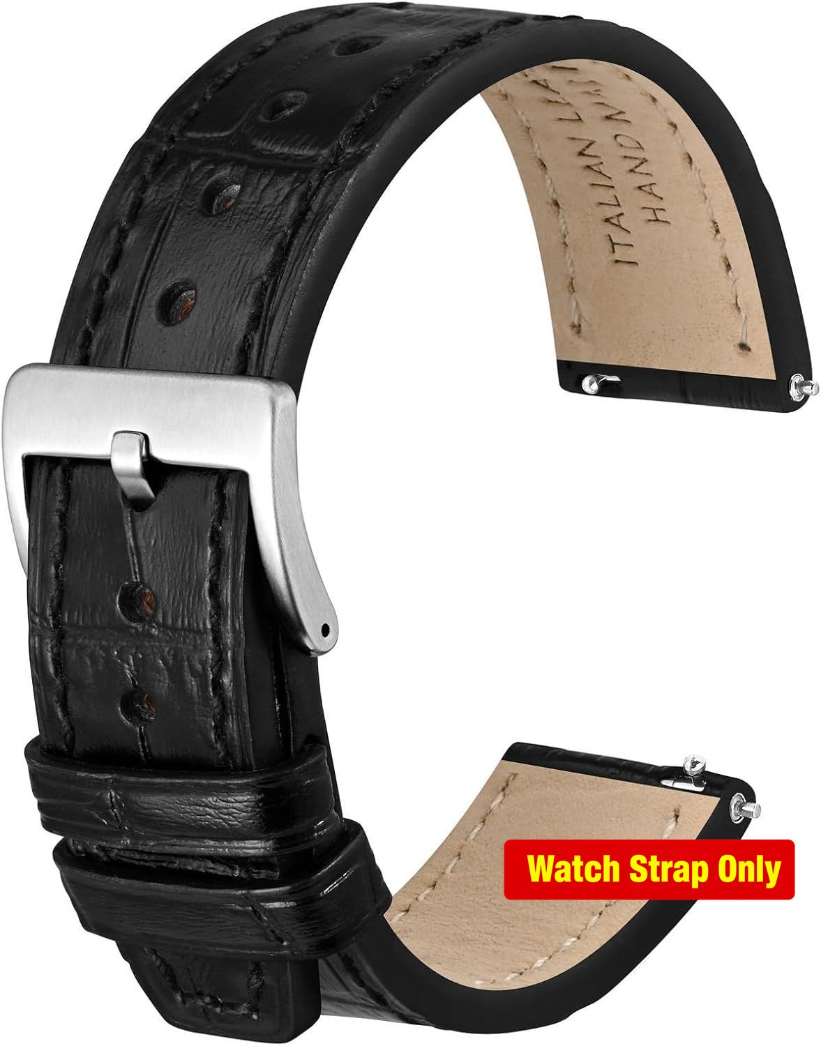 Quick Release Leather Watch Band for 18mm 20mm 22mm 24mm Watches, Compatible Str