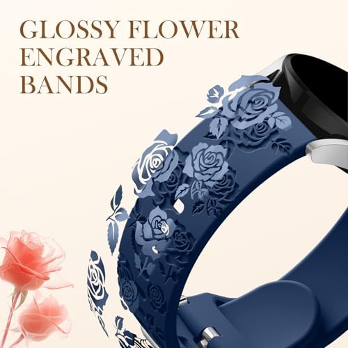 Floral Engraved Silicone Strap Compatible with Samsung Galaxy Watch 7 40mm Sport