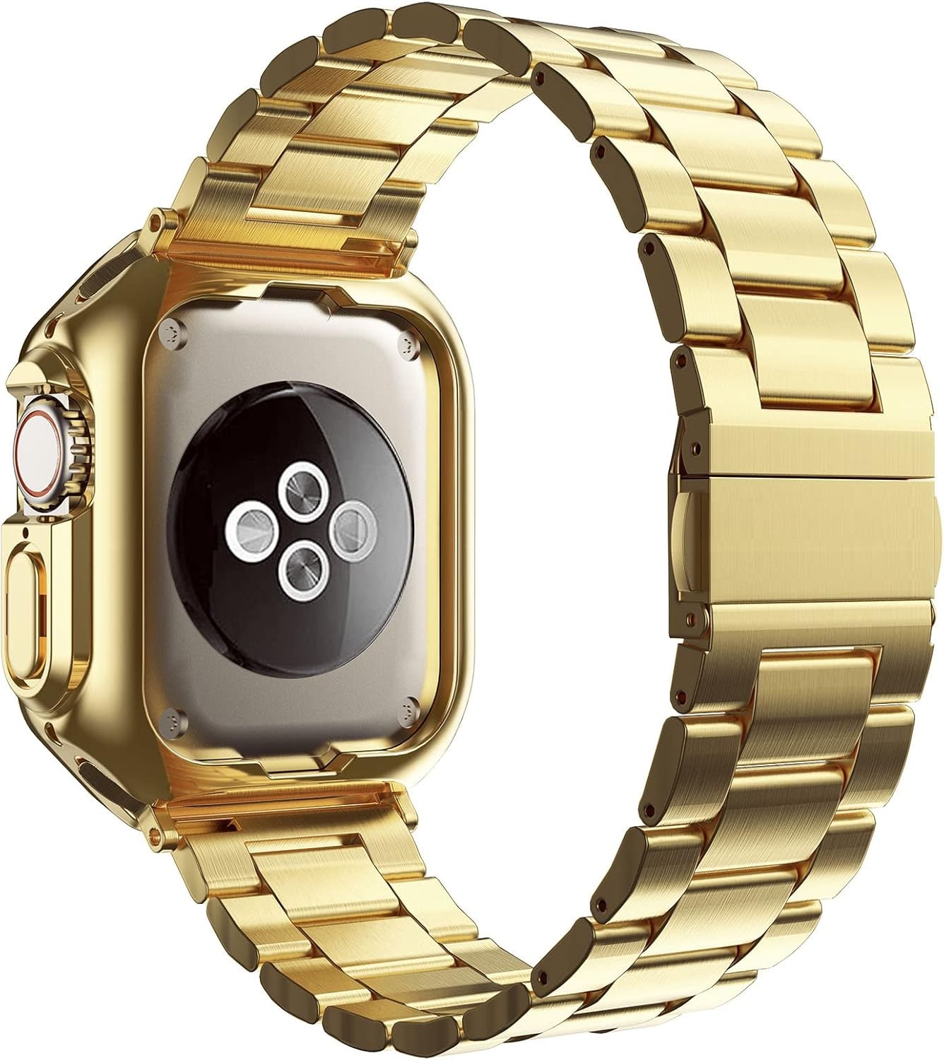 Stainless Steel Band for Apple Watch Ultra 49mm, Metal Link Strap, Gold