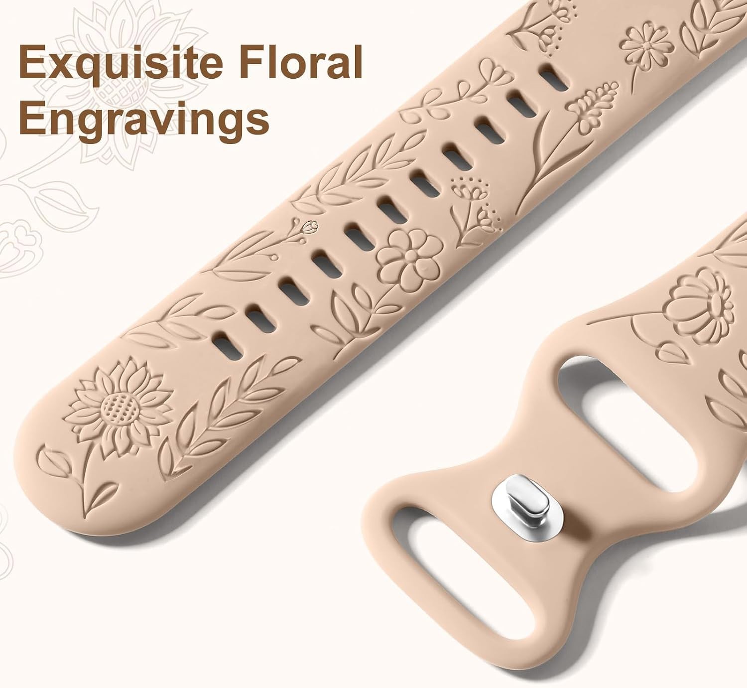 5 Pack Floral Engraved 20mm Strap Compatible with Garmin Vivoactive 6
