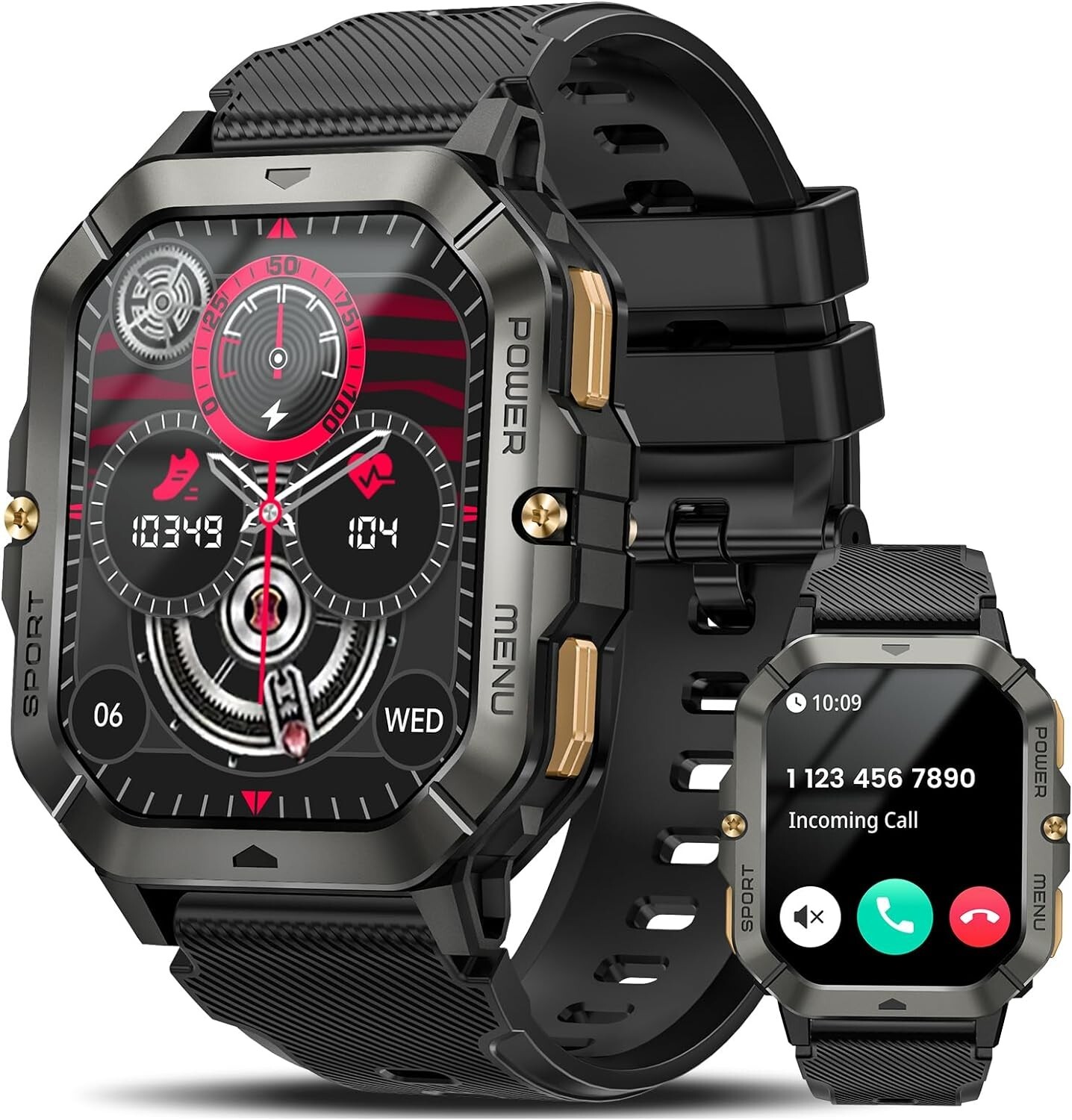 Rugged Military Smartwatch: Waterproof Fitness Tracker with 100+ Sport Modes