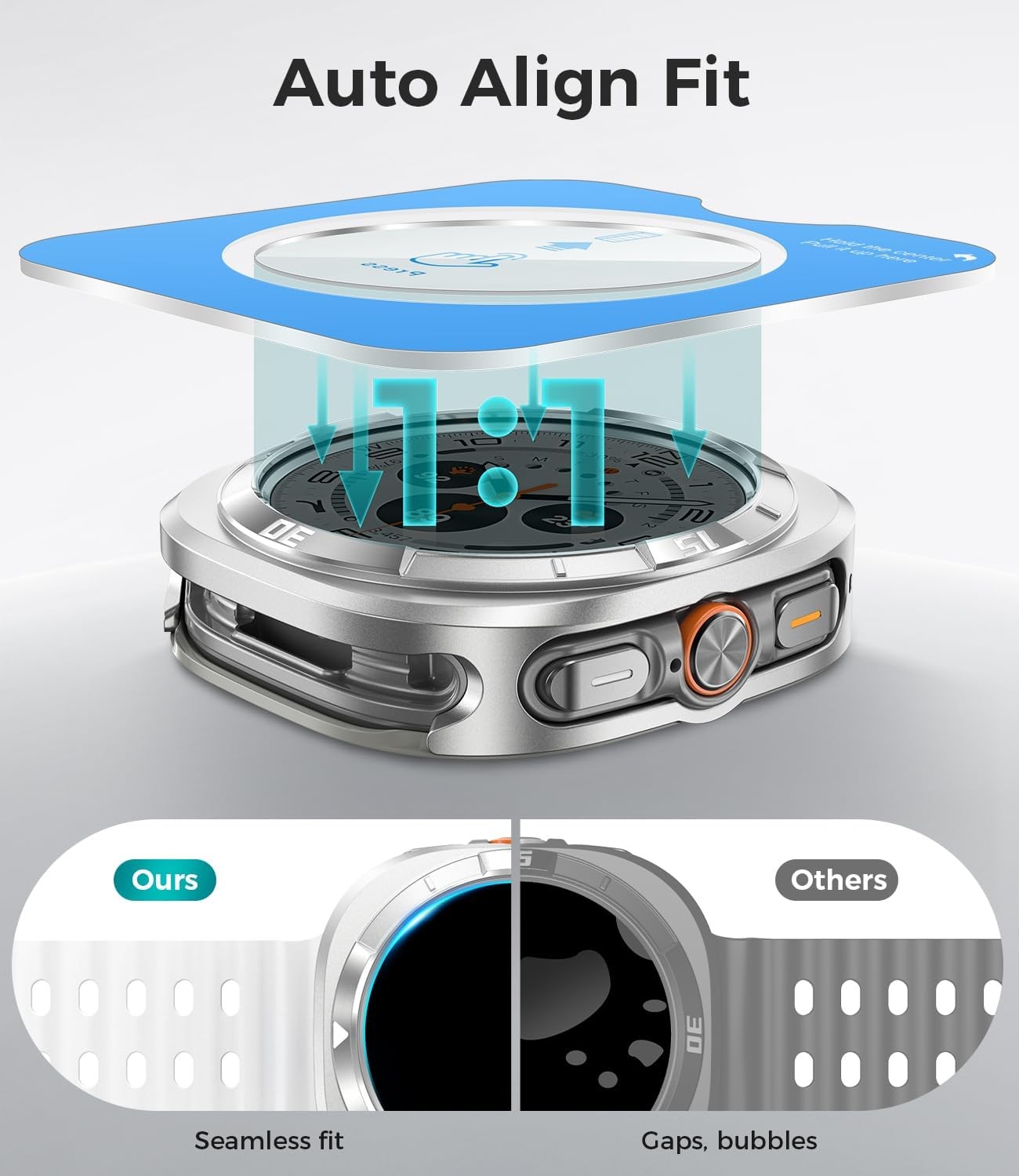 Metal Case with Screen Protector for Galaxy Watch Ultra 47mm 360° Full-Body Bump