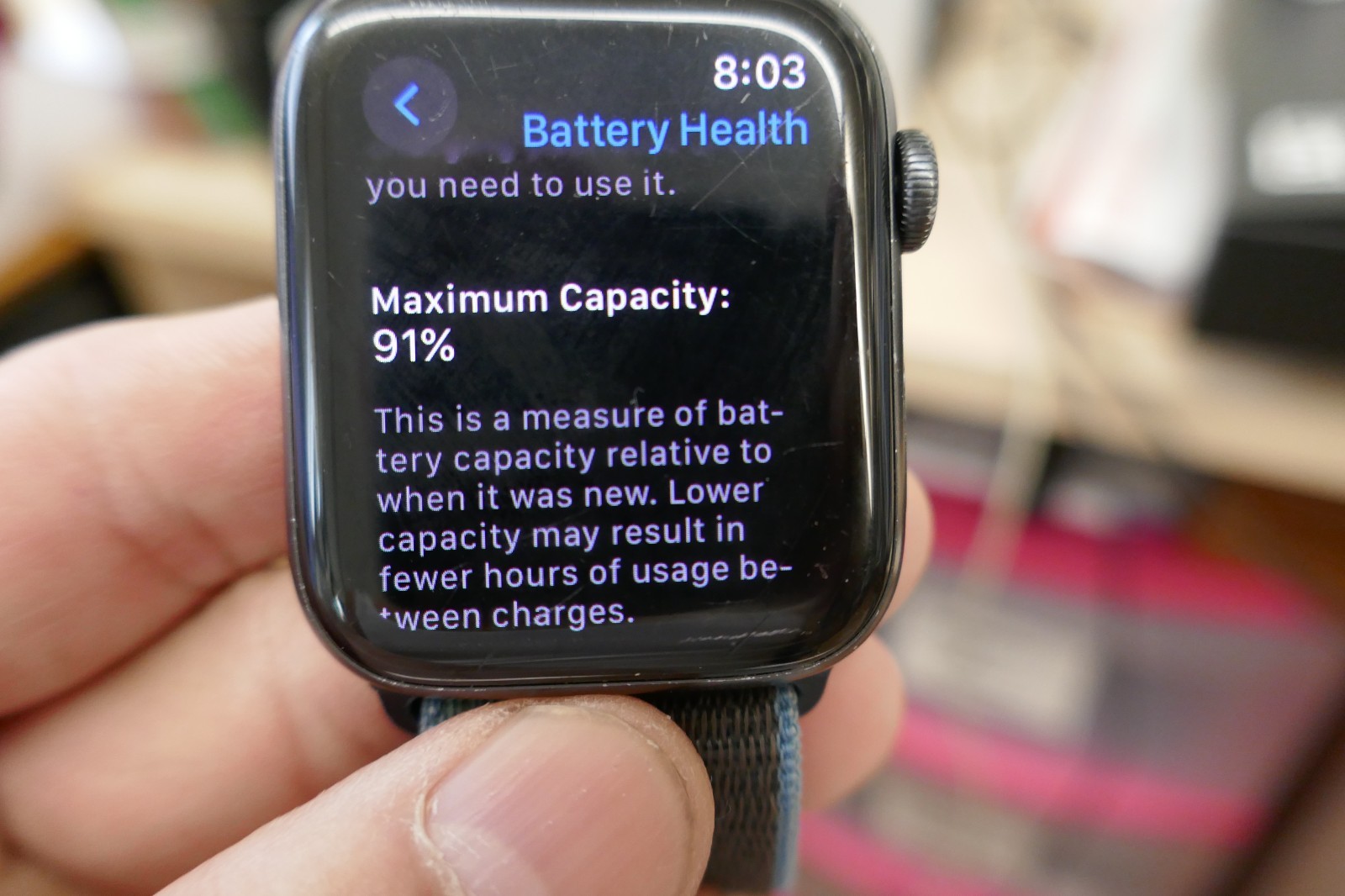Apple Watch SE (1st Gen) 44mm Space Gray – Excellent Condition, 91% Battery Heal