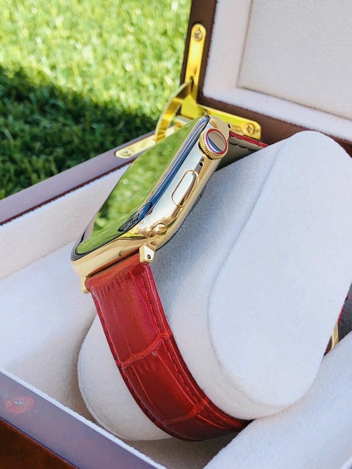 24K Gold Plated 41MM Apple Watch SERIES 9 Stainless Steel Red Band GPS LTE O2