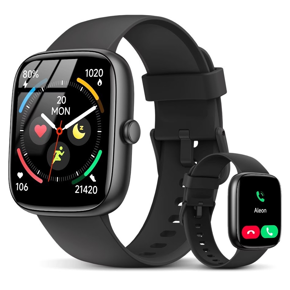 Smart Watch Fitness Tracker 1.83″ IP68 Bluetooth Calling iOS Android Black