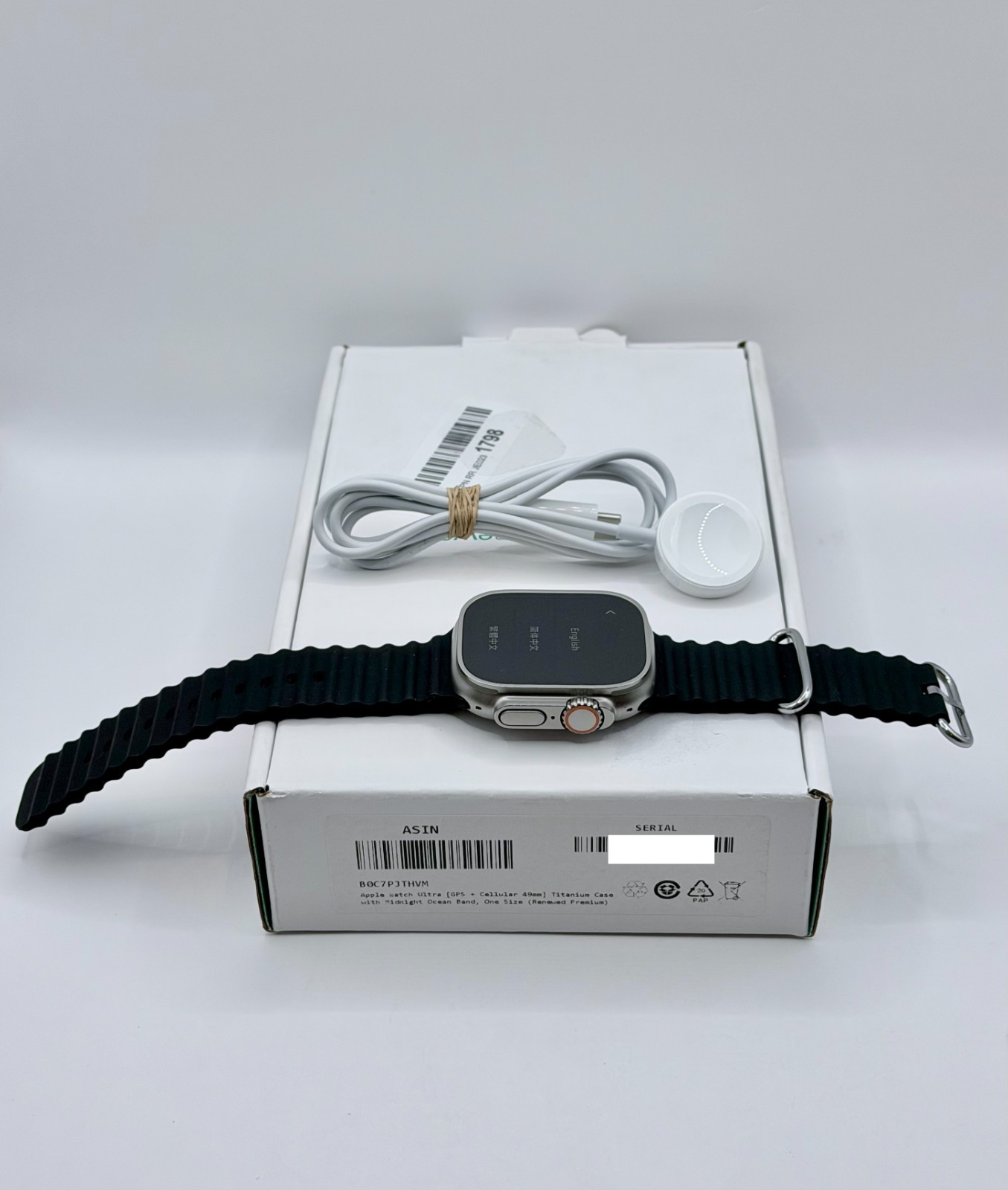Apple Watch Ultra 49mm GPS + Cellular Titanium Case with Midnight Ocean Band