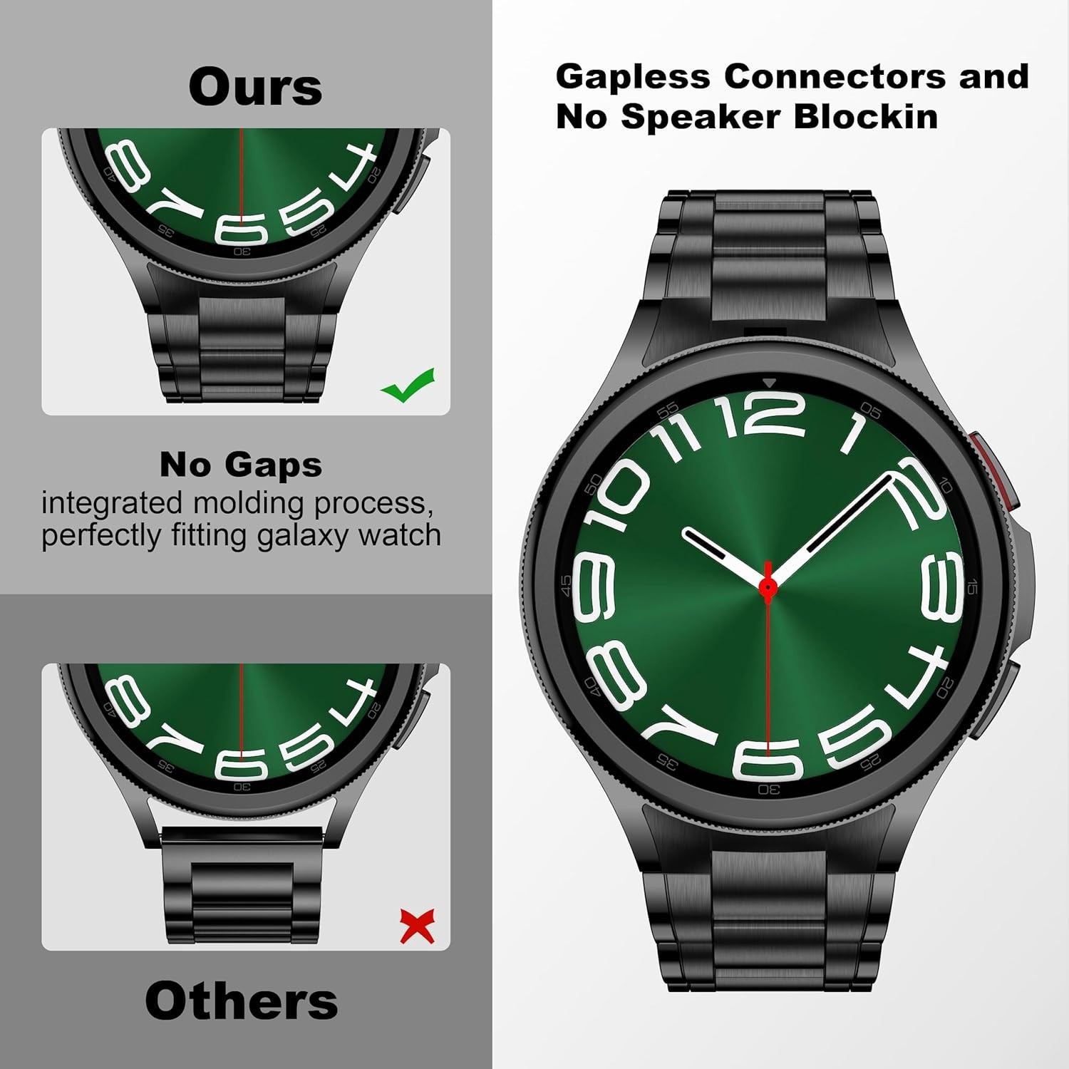 Solid Stainless Steel Strap Compatible with Samsung Galaxy Watch 6 Classic 47mm