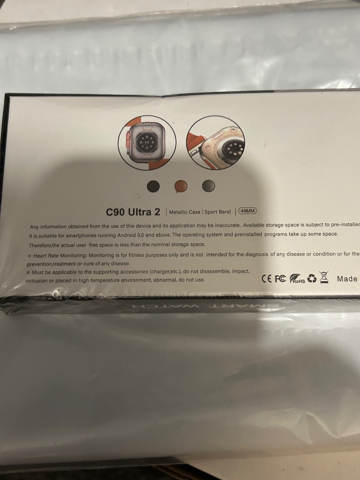 Hiwear Plus C90 Ultra 2 Smart Watch Heart Rate 2.19″ Display Wireless Charging