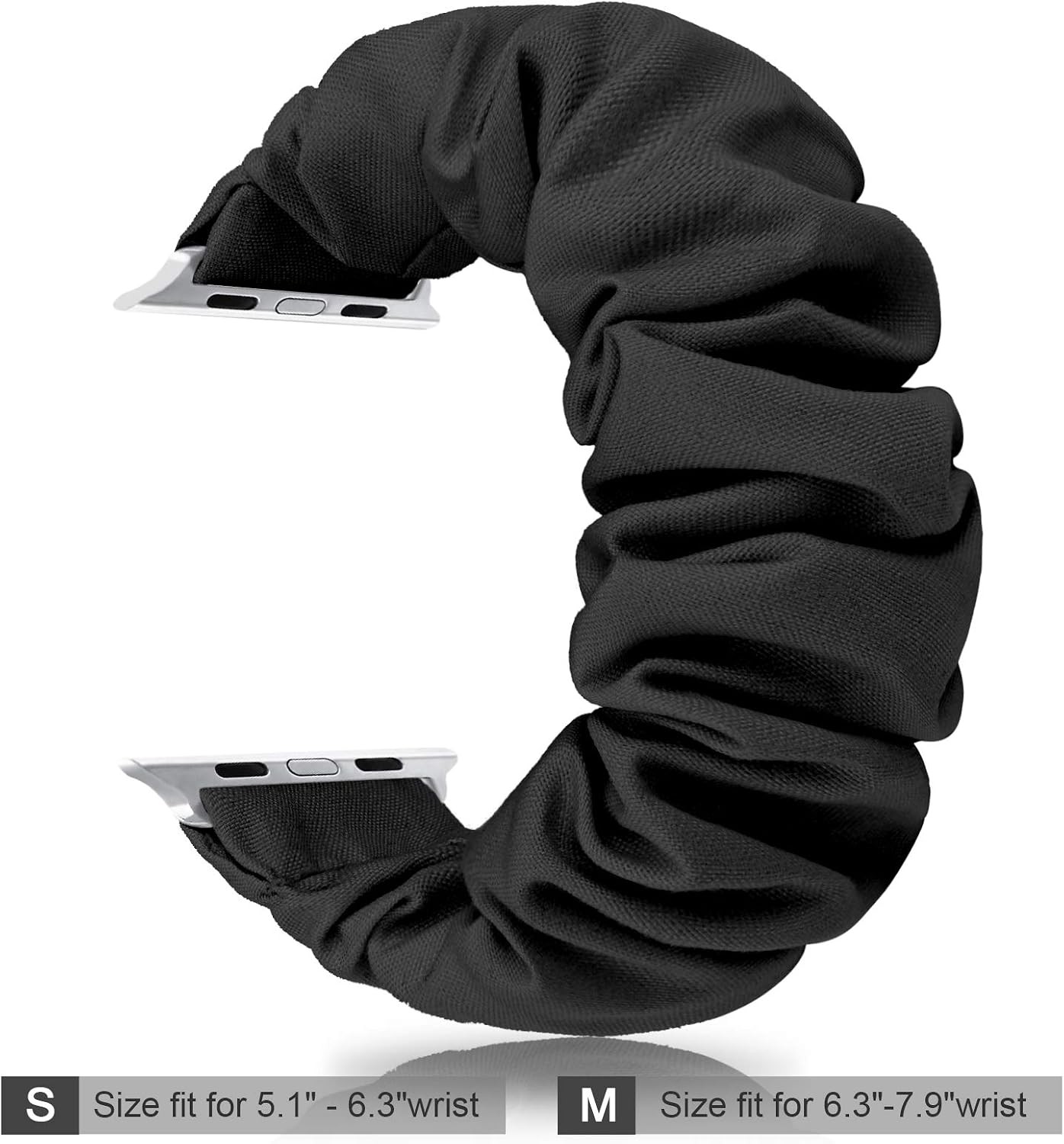 Black Scrunchie Elastic Watch Band Compatible with Apple Watch Series 38mm 40mm