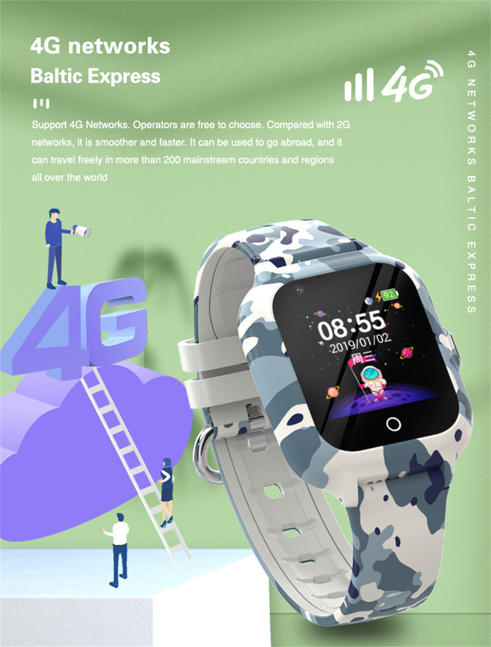 4G Smart Watch Kids Smart Digital Watch with Position Tracker Video Camera Call