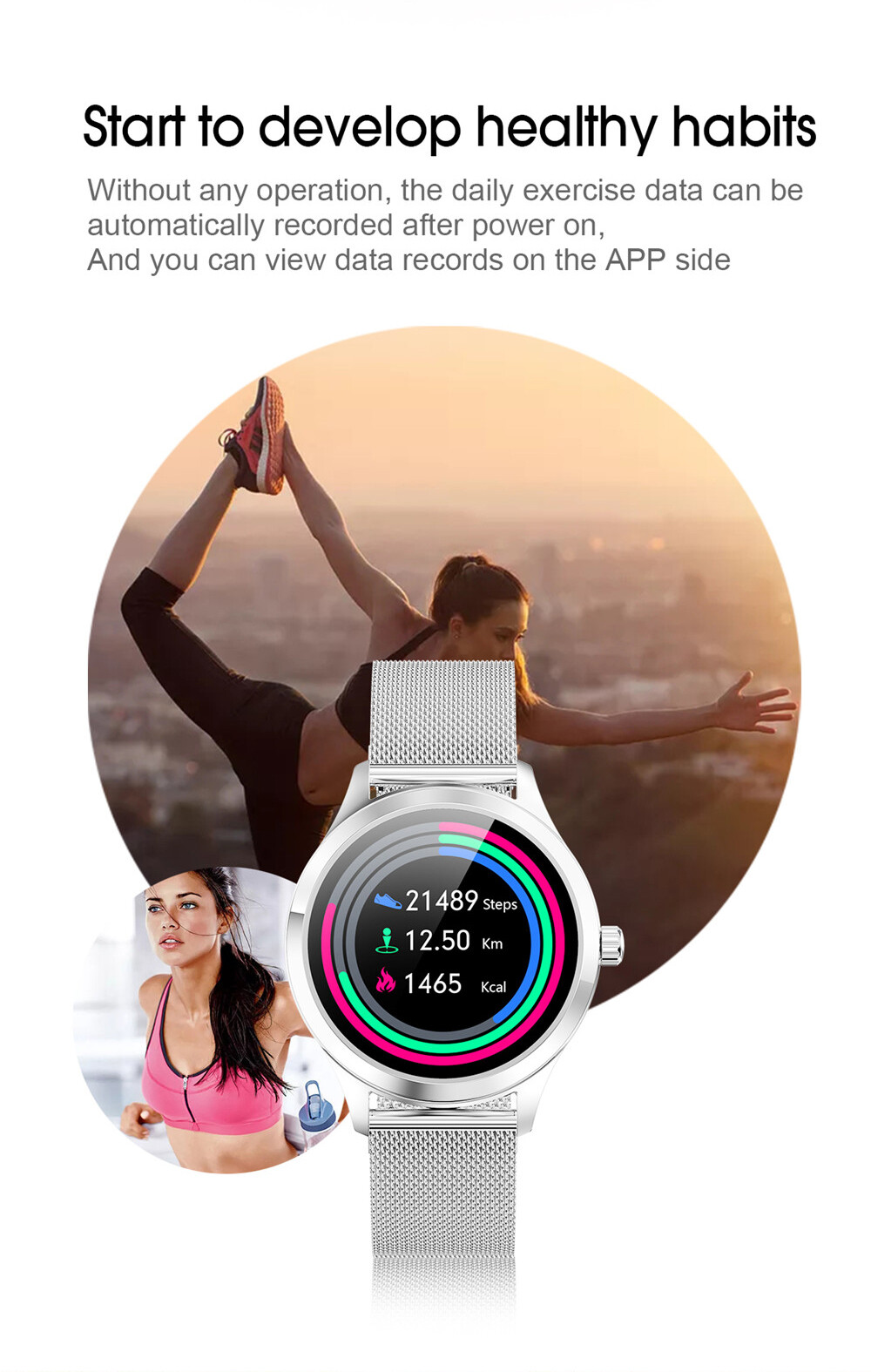 Fashion Women Ladies Smart Watch Sleep Monitor Ladies Wristwatch for Girls Gift