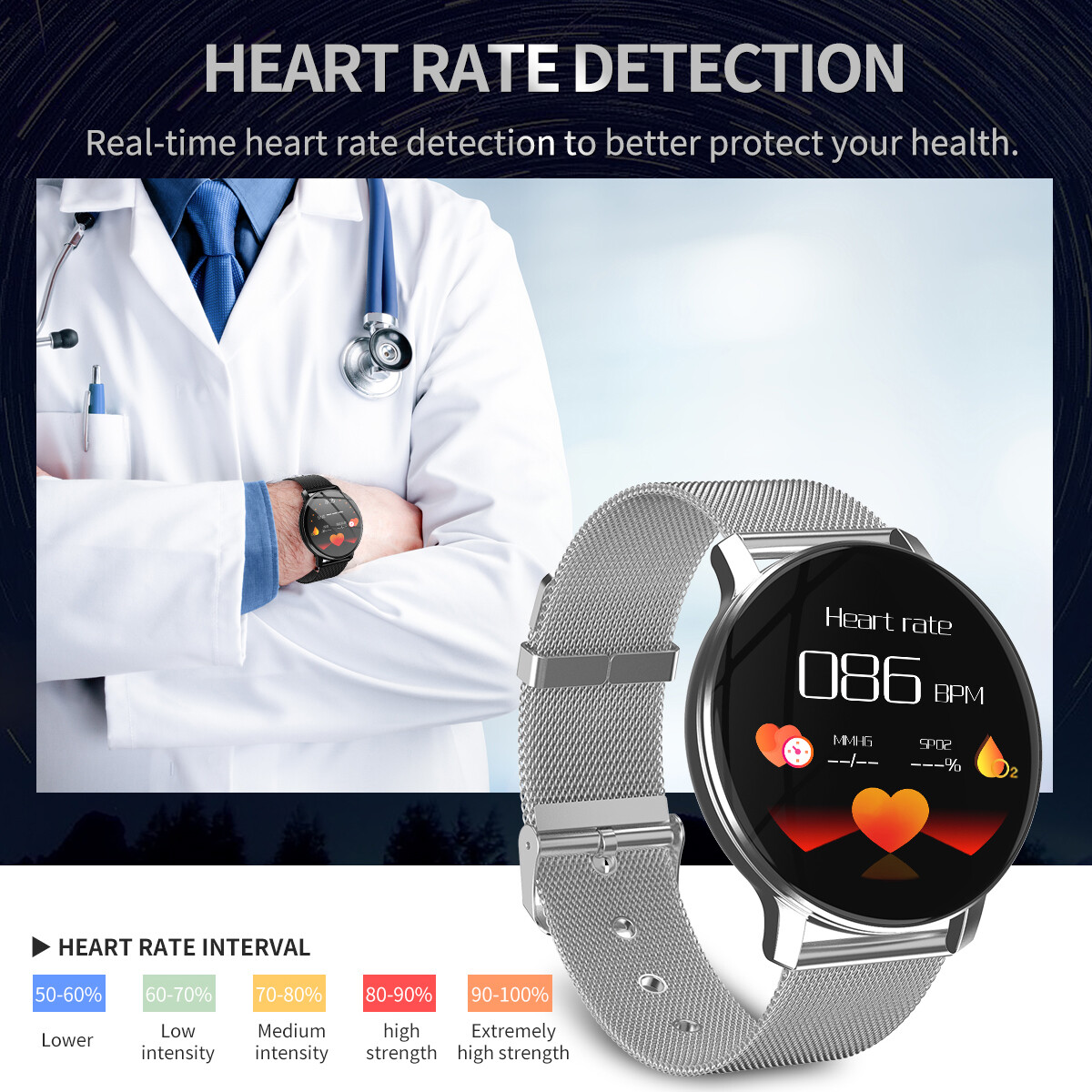 Fitness SmartWatch Bracelet Bluetooth Watch Message Notification for Android iOS
