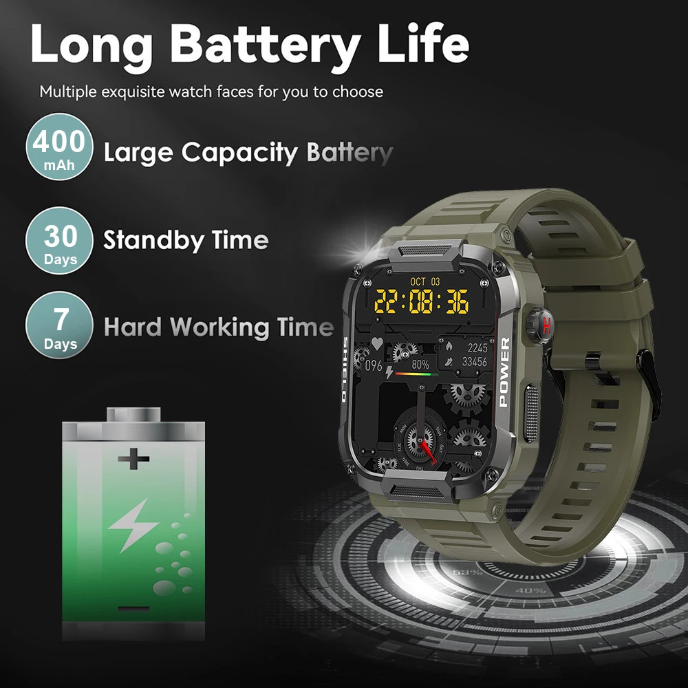 Military Smart Watch For Men Bluetooth Call Sports Fitness Tracker Smartwatch