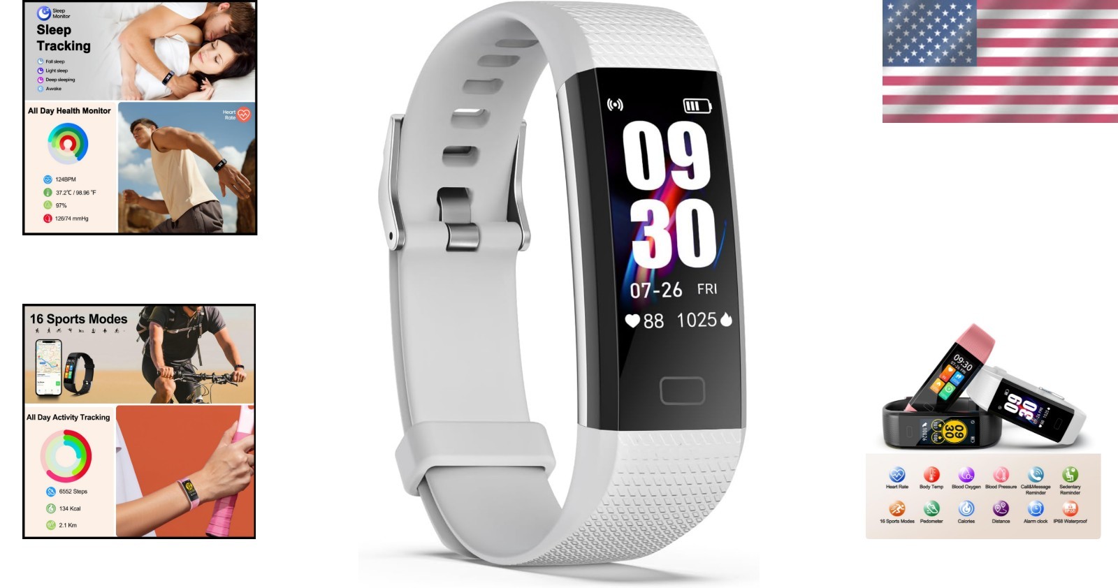 Lightweight Fitness Tracker with Step Counter & Sleep Analysis – Adjustable Size