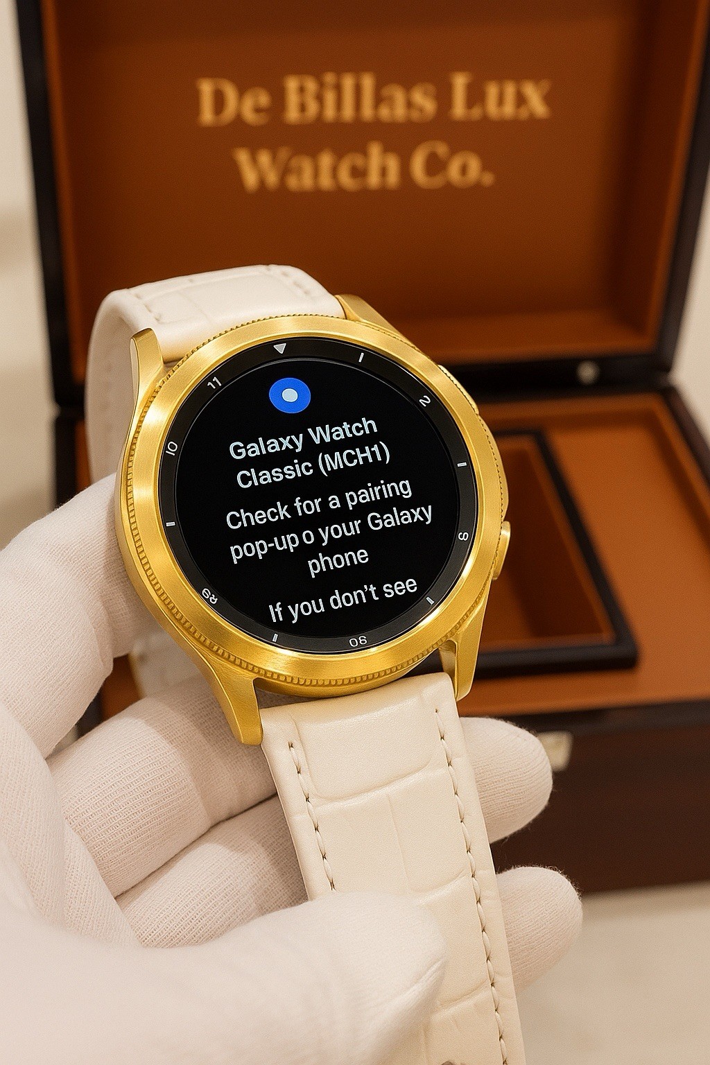 Custom 18k Gold Plated Samsung Galaxy Watch8 Classic White | LTE