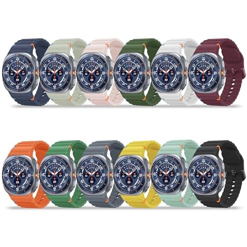 12 Pack Silicone Sport Strap Compatible with Samsung Galaxy Watch Ultra 47mm