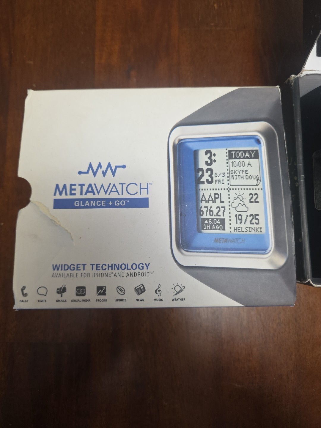 MetaWatch Glance Go – STRATA Watch for Apple iPhone and Android NEW OPEN BOX
