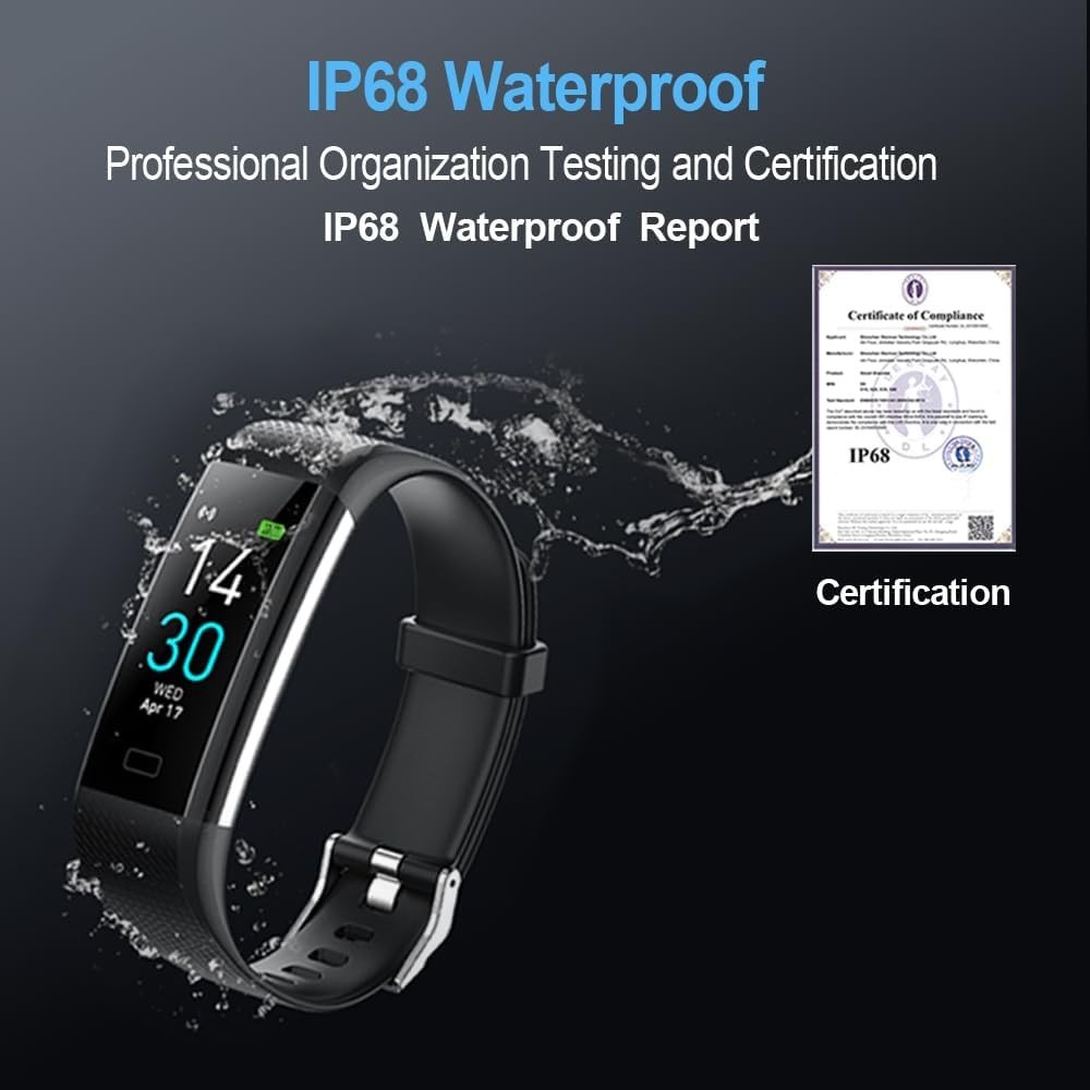 Stylish Slim Fitness Tracker with Heart Rate Monitor & Sleep Analysis – Black