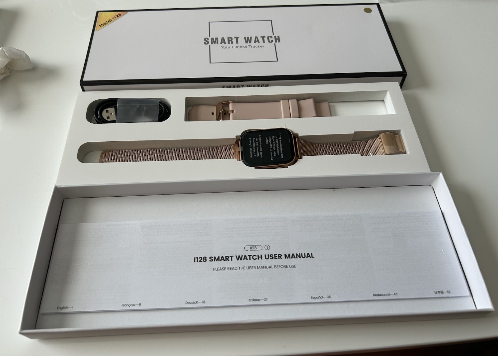 Sports Smart Watch Fitness Tracker for iPhone and Android Rose Golden