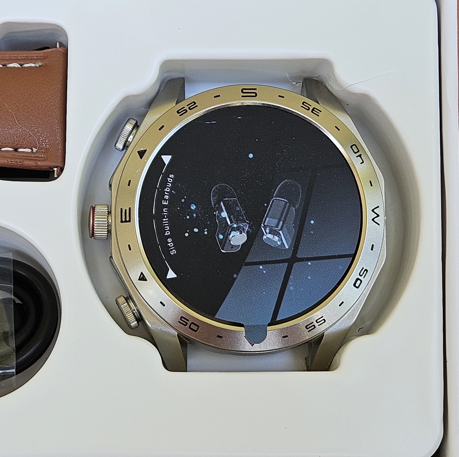 T95 Smart TWS Watch 2-in-1 Bluetooth Earbuds Fitness Health Monitor silver+brown