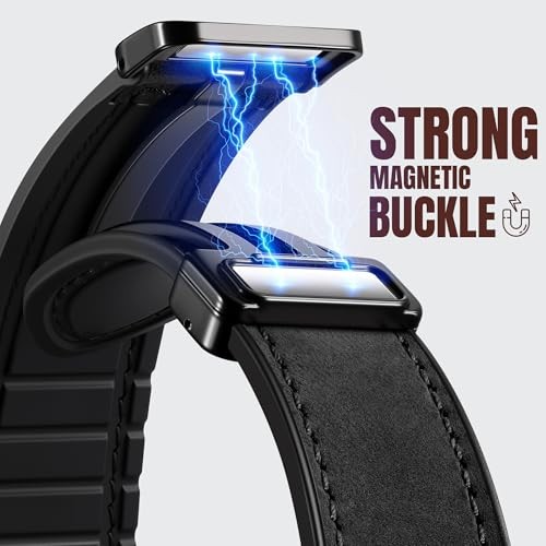 Leather Strap Band Compatible with Samsung Galaxy Watch Ultra 47mm Black