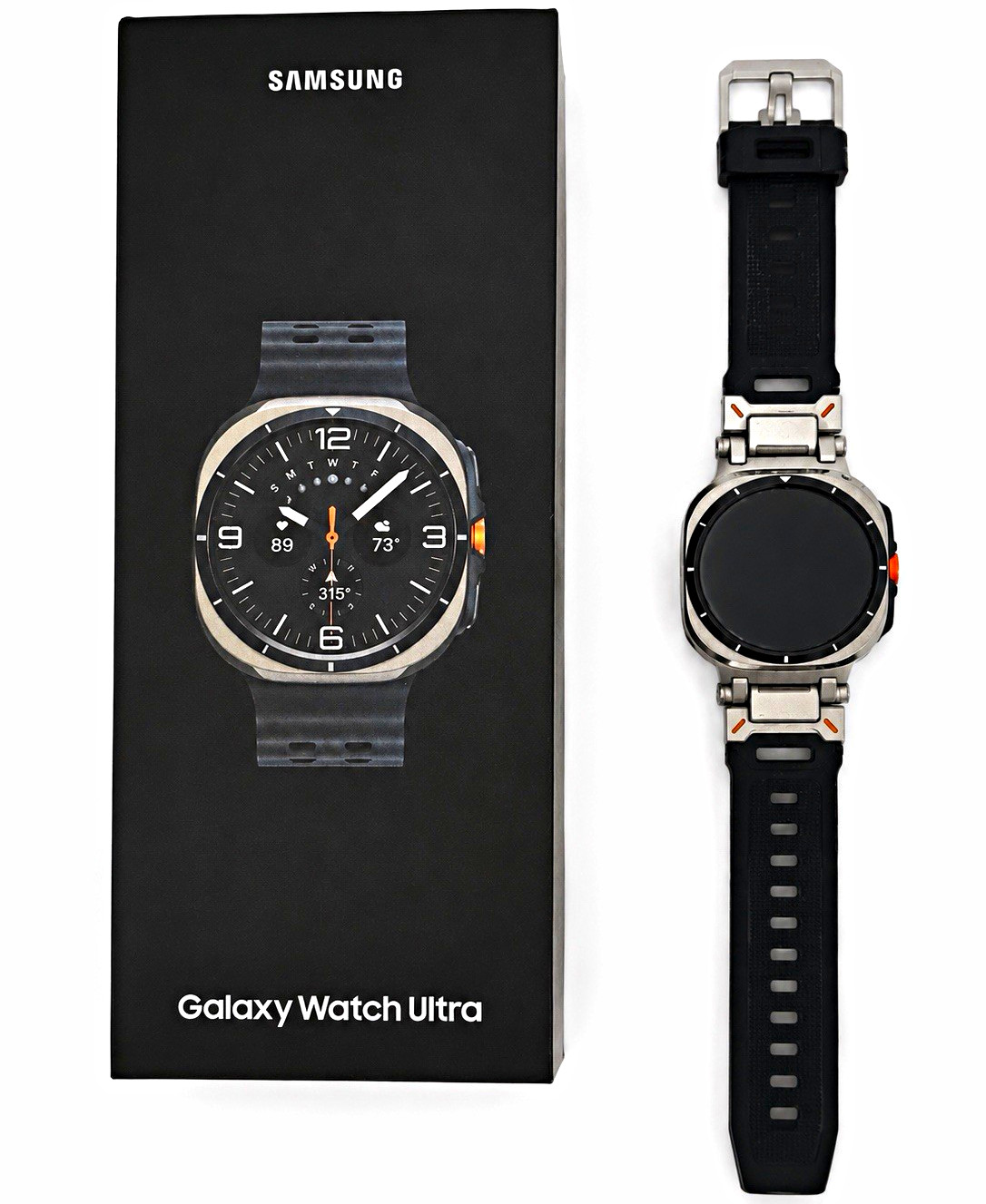 Samsung Galaxy Watch Ultra 47mm Silver Case Black Rubber Band 32GB Wear OS