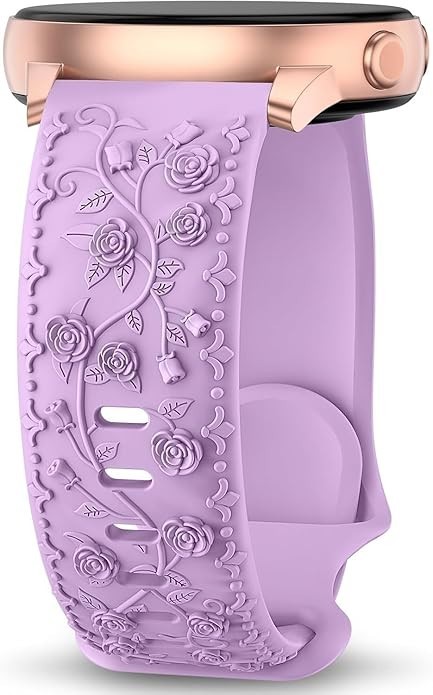 Floral Engraved Soft Silicone Strap Compatible with Galaxy Watch 7 40mm 44mm