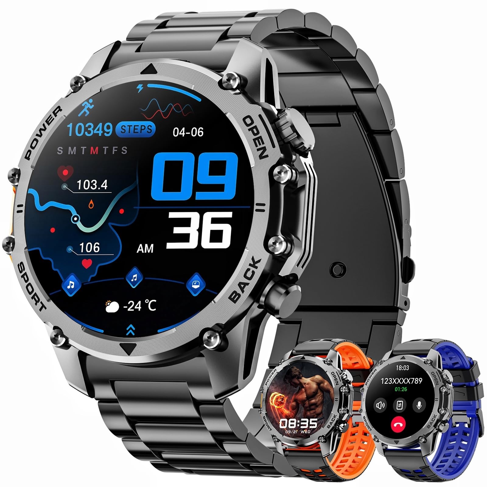 Smart Watches for Men (/Notification),Style Kits,Military with Heart Rate/Sle…