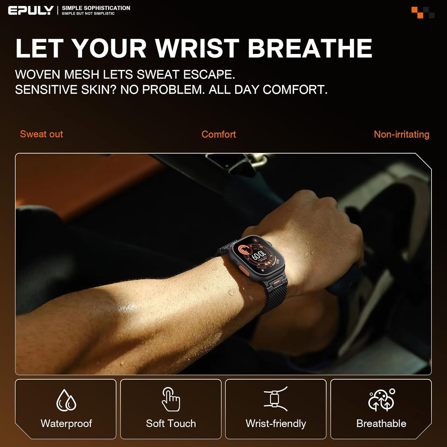 Business & Sport Metal Mesh Loop Strap for Apple Watch Ultra 49mm Compatible