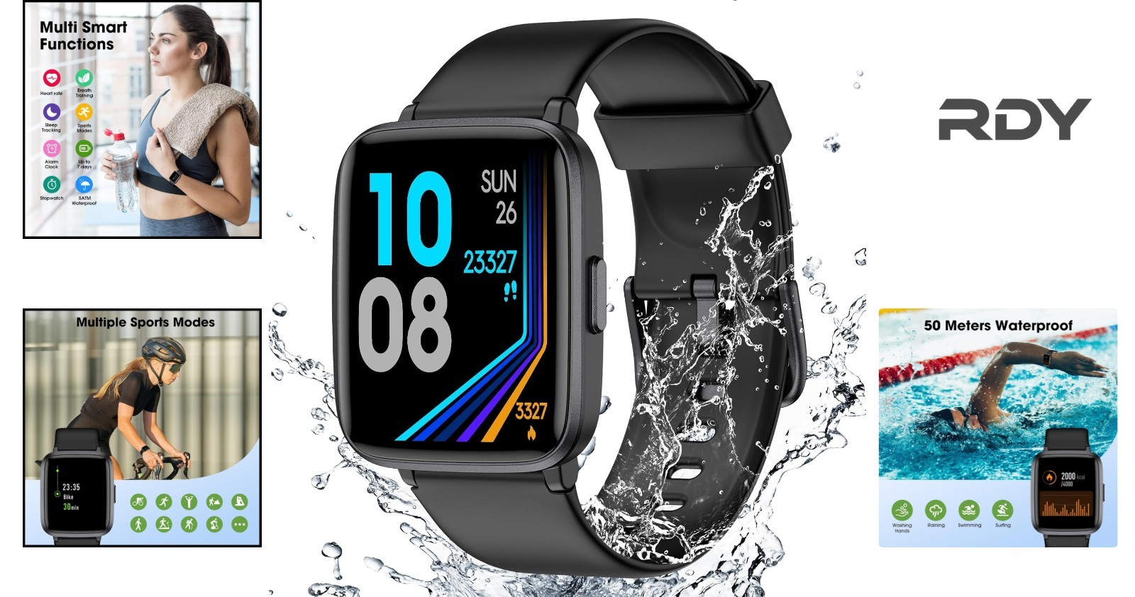 Fitness Tracker Watch with Heart Rate Monitor & Sleep Analysis – 5ATM Waterproof