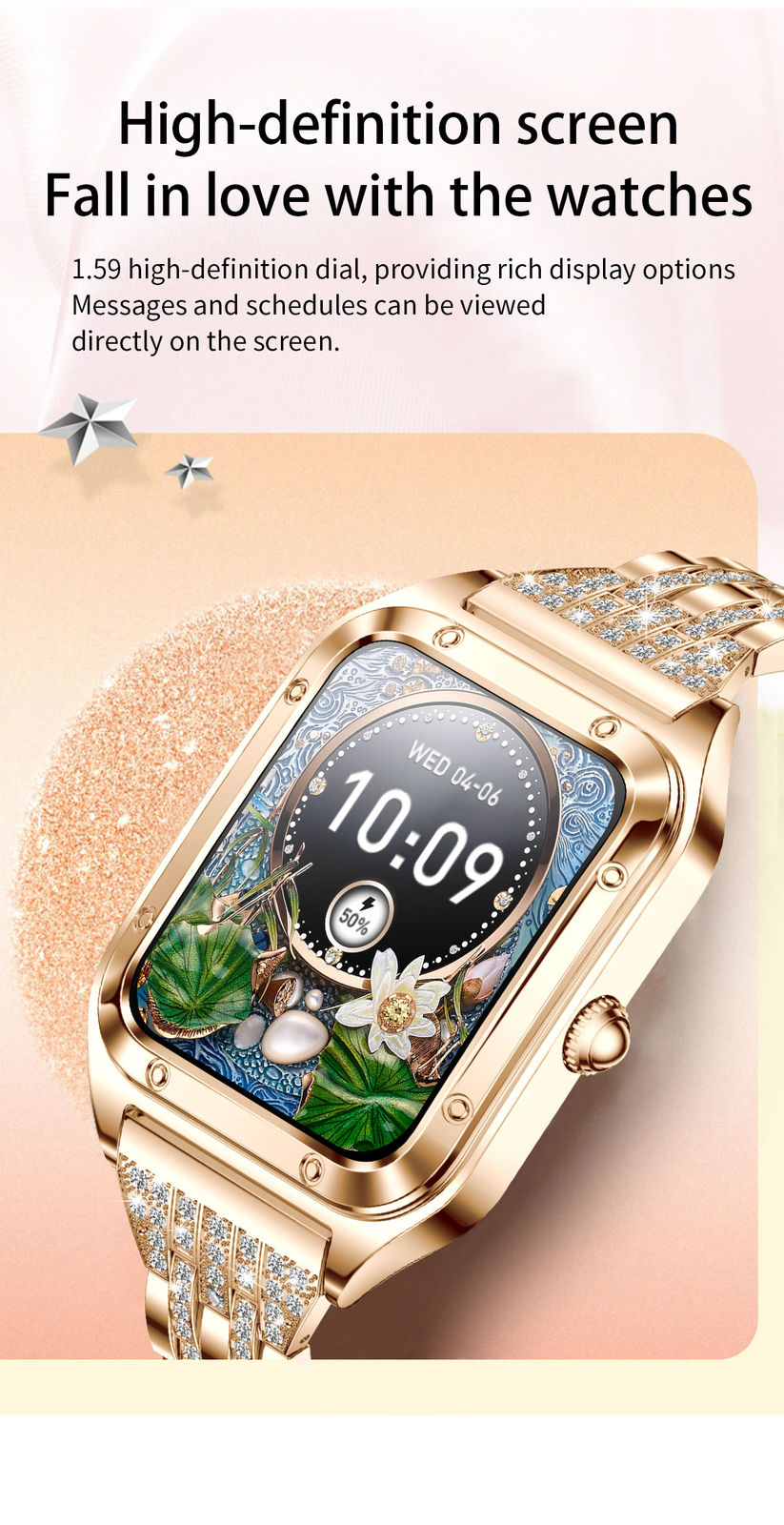 Touch Screen Bluetooth Call Smart Watch Women Girls for IOS Android Cellphones