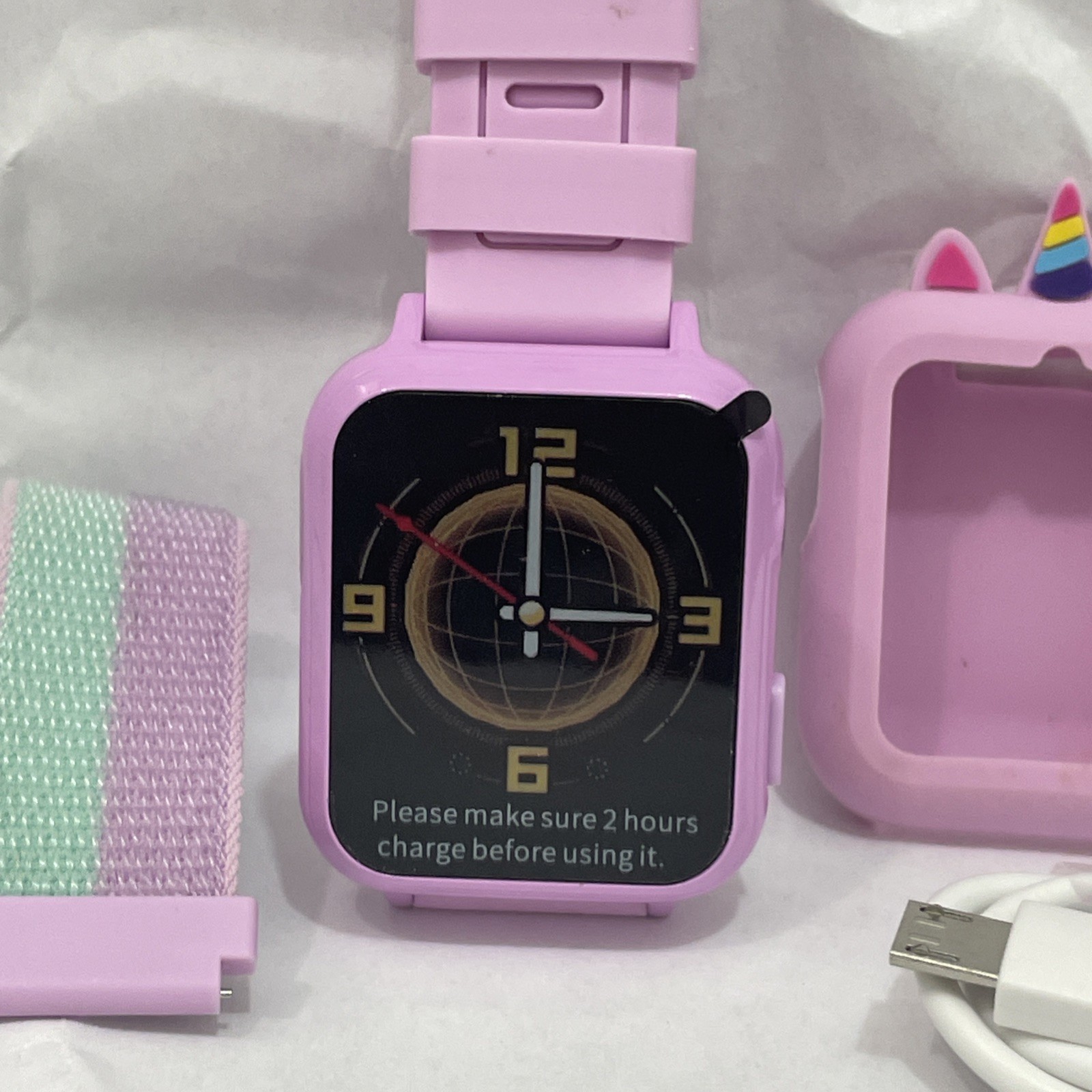 Kids Smartwatch with Unicorn Case, Silicone Band & Extra Strap