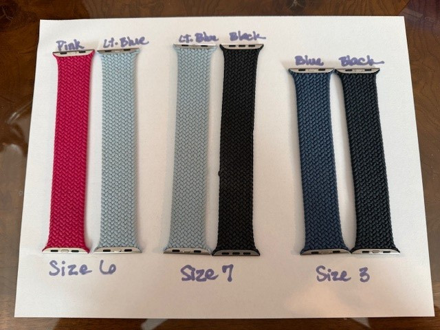 apple watch series 11 46mm bands SOLD INDIVIDUALY SIZES 7, 6 & 3 IN VARIOUS COLO