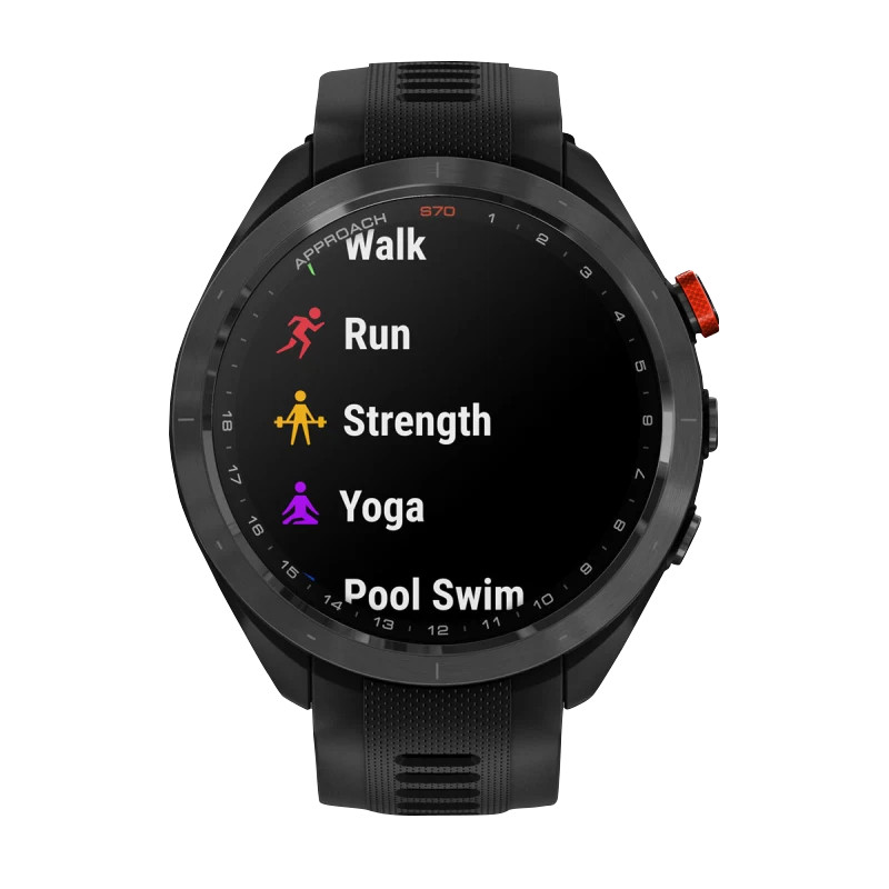 Garmin Approach S70, 47 mm Black/Red with Black Silicone Band (010-02746-02)