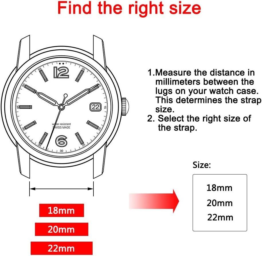 Soft Silicone Strap Compatible with 18mm, 20mm, 22mm Watches