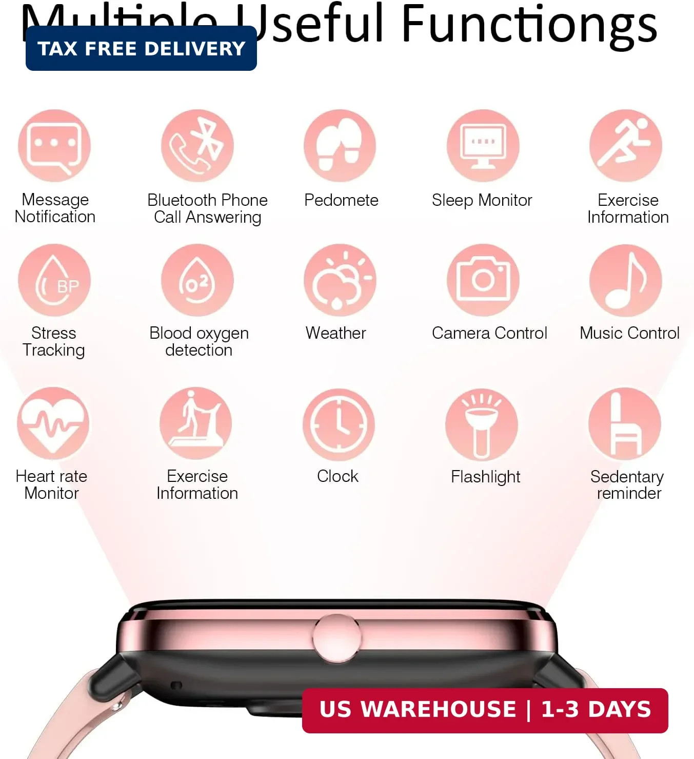 Smartwatch for Women – Call, Fitness Tracker, Heart Rate & Sleep Monitor, 1.69″