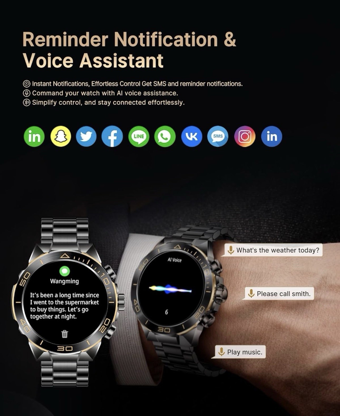 souyie SM-7 smart watch For Men /make Call For Android iPhone,1.43